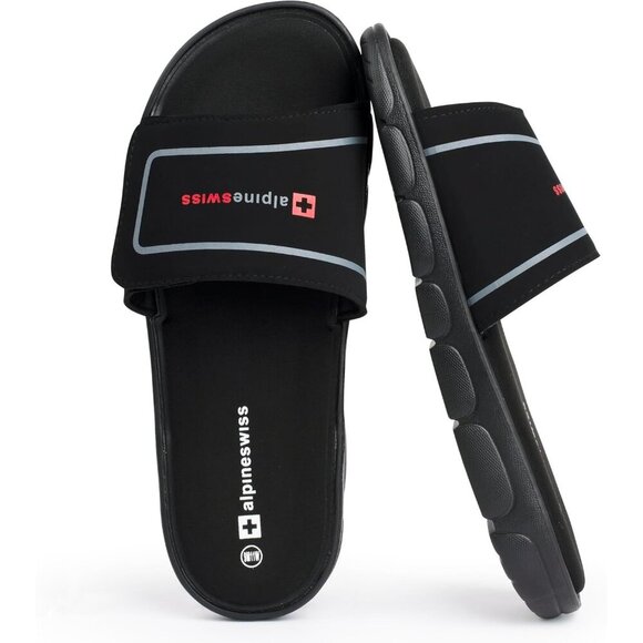 Men\'s Slide Sandals Black Arch Support Adjustable Strap Anti-Slip main image 6